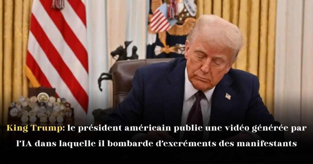 King Trump: le président américain publie une vidéo générée par l’IA dans laquelle il bombarde d’excréments des manifestants